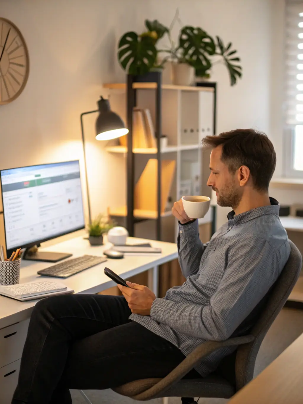 A professional setting showing a therapist in a video call with a client, representing the online consultation services provided by Psihomreža.